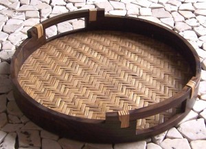Lombok Round Tray With Woven Bamboo